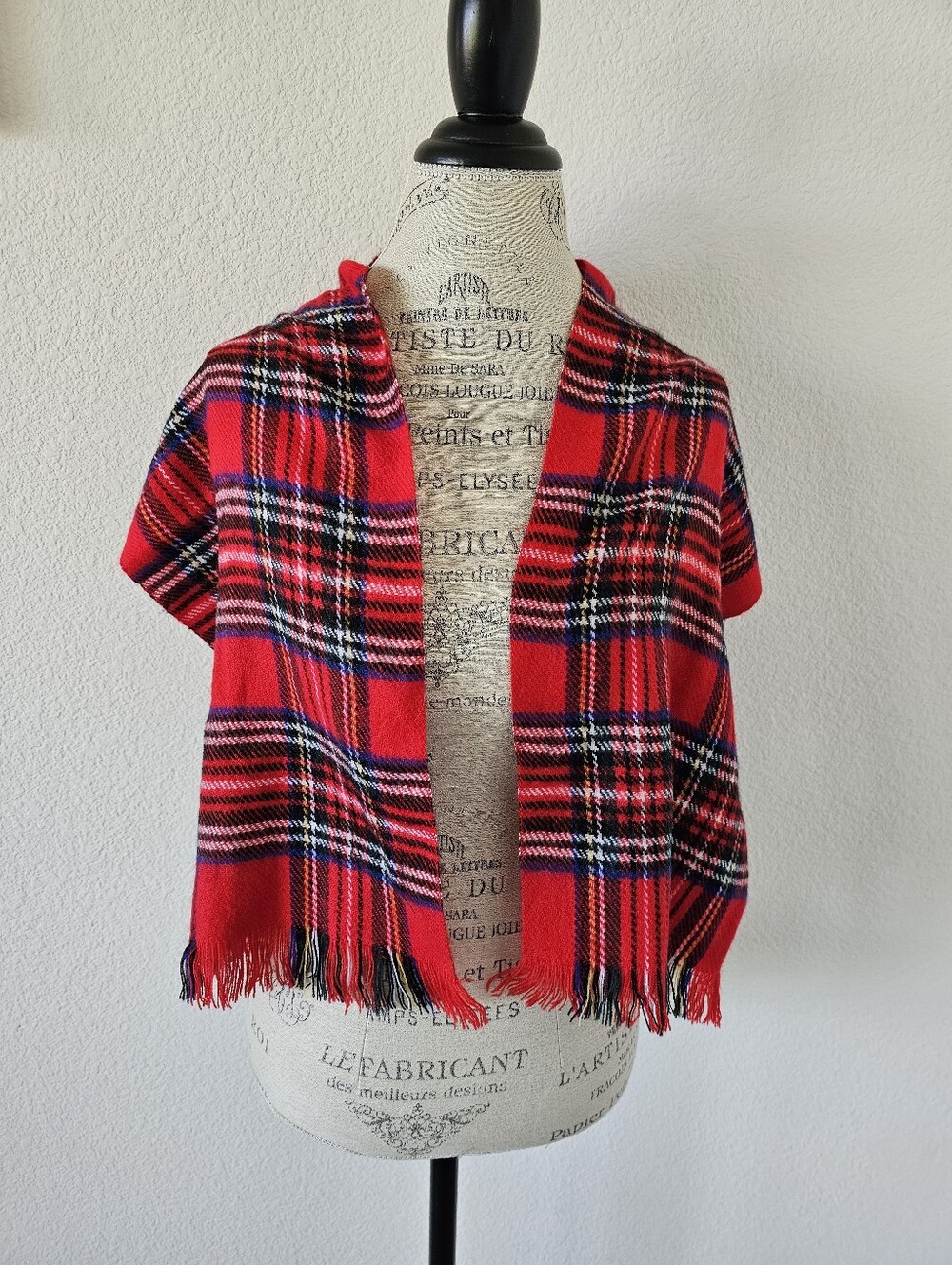 Vintage Royal Stewart Plaid Acrylic Winter Scarf – Vibrant Red 50" Holiday Wrap